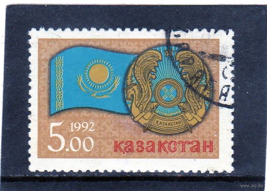 Казахстан. Mi:KZ 17. День республики. Флаг и герб Казахстана. 1992.
