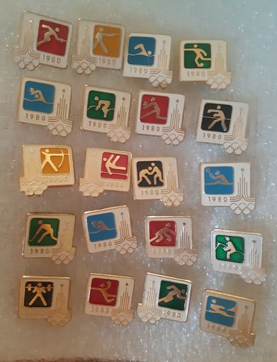 Значки Олимпиада 1980 (набор 20 штук), СССР