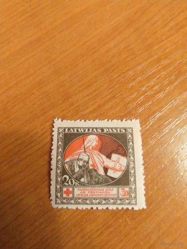 1920 Латвия Мих 51z напечатаны на обороте денежных знаков Авалова-Бермонта почтово-благотворительные Красный Крест медицина война  (2-5)