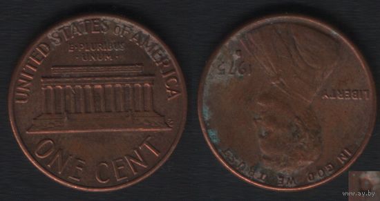 США km201 1 цент 1975 год (D) (f
