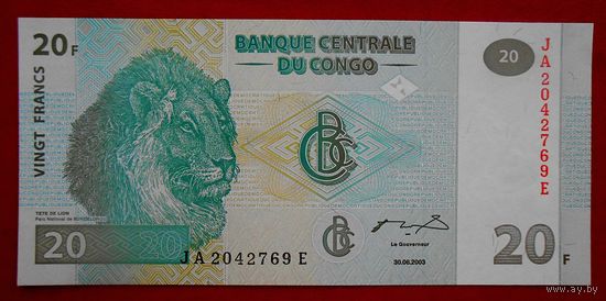 Конго, 20 франков, 2003 г., UNC