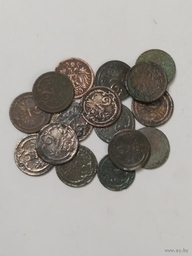 Монеты Австро-Венгрия ПМВ. 17 штук