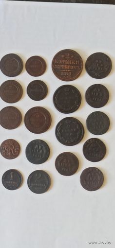 Лот меди Ри +Грош 1767+1924(всех 19 монет)