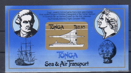 [1612] Тонга 1983. Авиация,флот.Корабли,самолеты. БЛОК.
