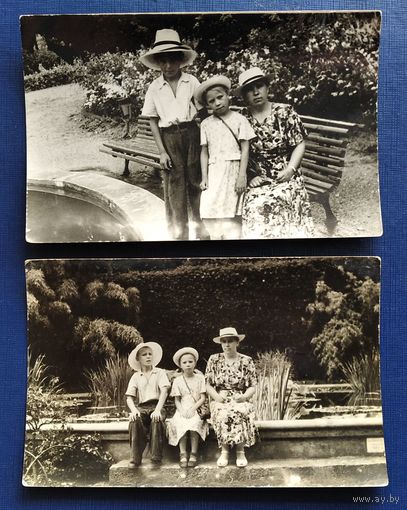 2 фото женщины с детьми на курорте. 1950-е г. 9х14 см. Цена за оба.