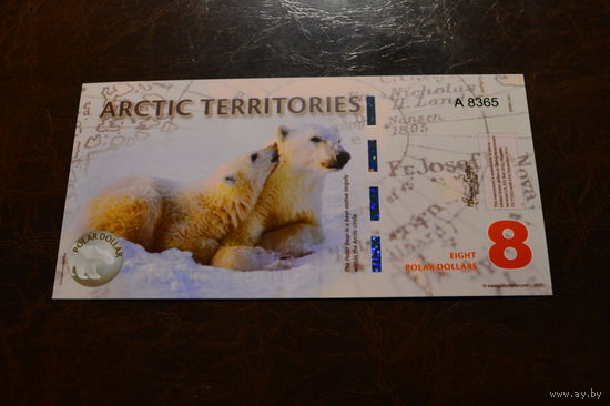 Антарктические территории (Арктика) 8 долларов образца 2011 года UNC