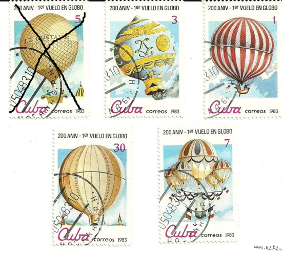 Воздушные шары. Спорт. 4 марок 1983 Куба