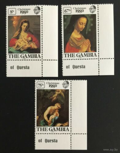 Гамбия 1980 год Живопись Рождество чистая ** серия из 3-х марок