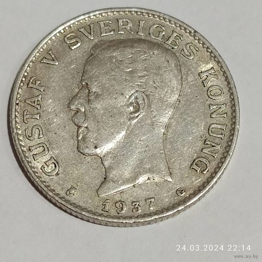 1 крона. 800пр., 1937 год.Швеция