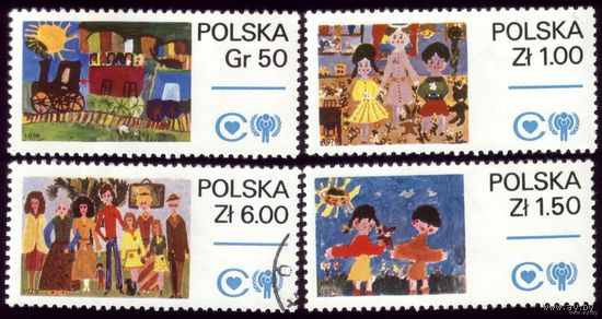 4 марки 1979 год Польша Детские рисунки 2603-2606