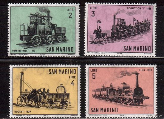 Сан-Марино-1964,(Мих.815-818)  **  Железная дорога