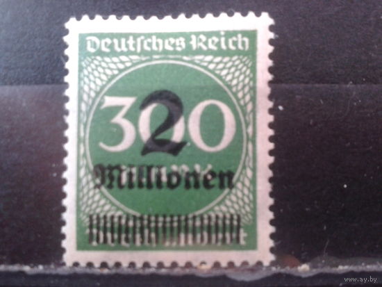 Германия 1923 Стандарт надпечатка 2млн на 300м**