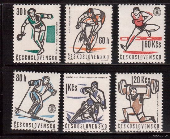 Чехословакия-1963,(Мих.1377-1382) , ** , Спорт