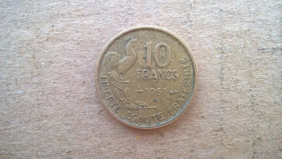 Франция 10 франков 1951"B"(D-20)