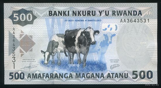 Руанда 500 франков 2013 г. P38. Серия AA. UNC