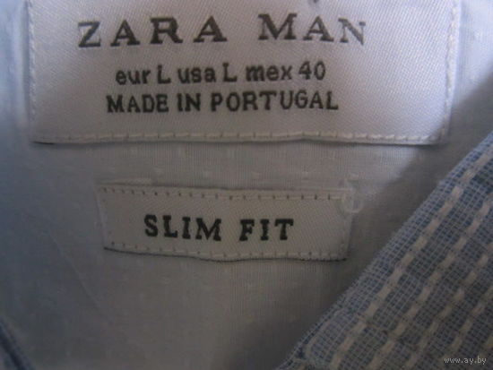 Рубашка Zara man (slim fit) c "заплатками", L