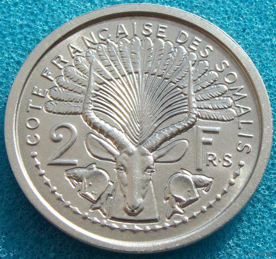 Сомали. "Французский" 2 франка 1965 года  KM#9  Тираж: 240.000 шт
