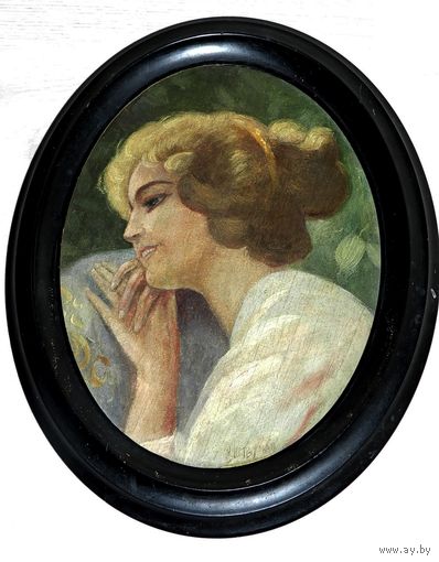 Картина в овальной раме, конец 19-начало 20 века.