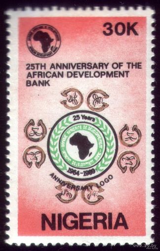 1 марка 1989 год Нигерия 25 лет банку