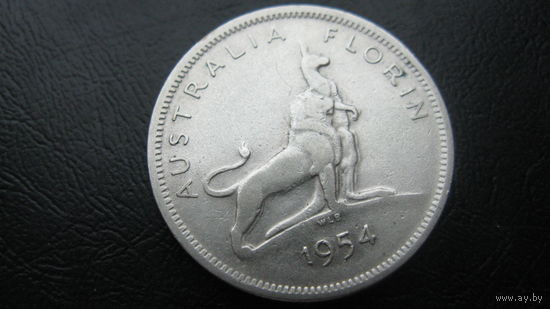 Австралия 1 флорин 1954 ( серебро) Редкость