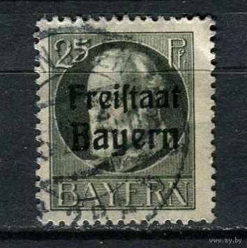 Бавария в составе Веймарской республики - 1919/1920 - Надпечатка Freistaat Bayern 25Pf - [Mi.158A] - 1 марка. Гашеная.  (Лот 151CB)