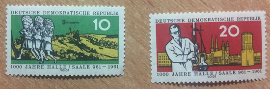 1000 лет г. Галле Германия ГДР 1961 год серия  2 марки**