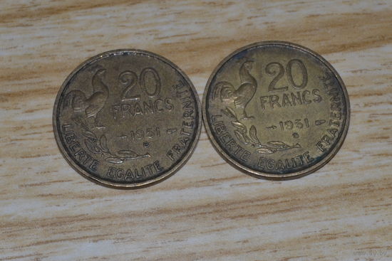 Франция 20 франков 1951В