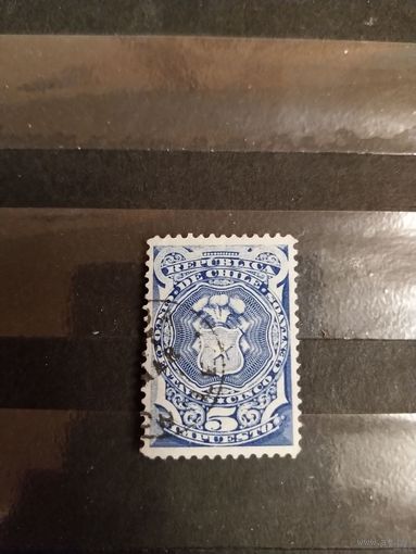 1880 Чили герб налоговая использовалась и как почтовая служебная марка (3-3)