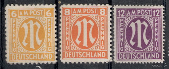 Германия 1945 Бизония Американо-Британская оккупация. Немецкая печать. 3 марки