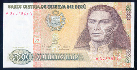 PERU/Перу_500 Intis_26.06.1987_Pick#134.b_UNC