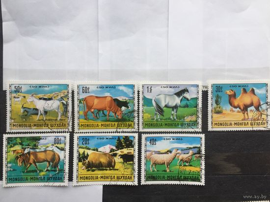 Монголия 1971 год. Животноводство (серия из 7 марок)