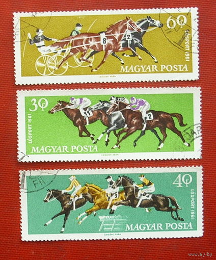 Венгрия Конный спорт. ( 3 марки ) 1961 года. 8-10.