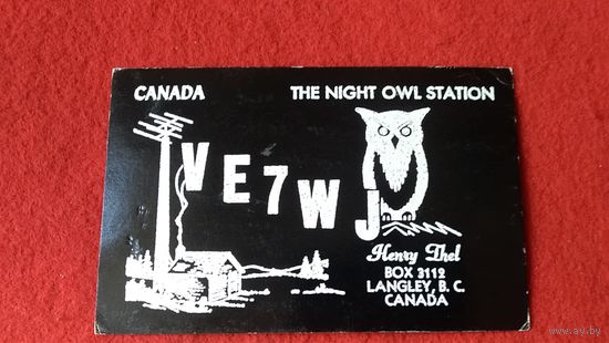 Открытка радиообмена CANADA VE7W BOX 3112 LANGLEY,B.C.