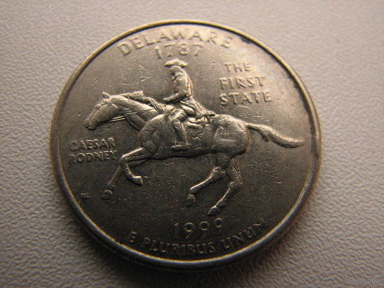 Квотер 1999 США штат Делавэр монетный двор D