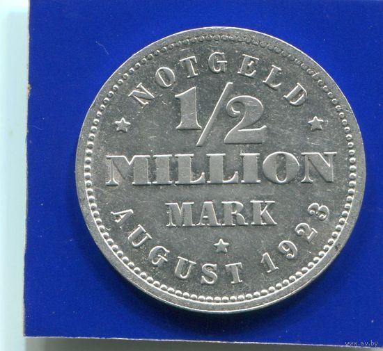 Германия , Гамбург 1/2 миллиона марок 1923 J , нотгельд