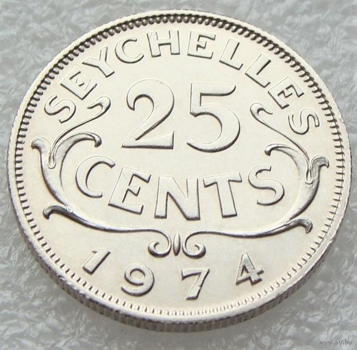 Сейшельские острова.  25 центов 1974 год  KM#11 Редкая!!!