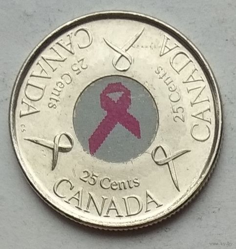 Канада 25 центов 2006 г. Розовая ленточка. Борьба с раком молочной железы
