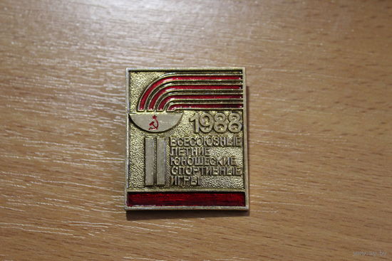 Значок СССР--- Всесоюзные летние юношеские спортивные игры 1988 год, алюминий.