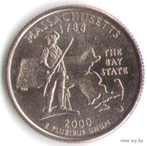 25 центов 2000 г. Массачусетс серия Штаты и Территории Двор D _UNC
