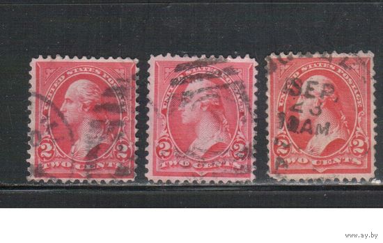 США-1894, (Мих.90), гаш.   , Стандарт, Президенты, Вашингтон, 3 марки оттенки