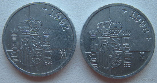 Испания 1 песета 1992, 1998 гг. Цена за 1 шт.