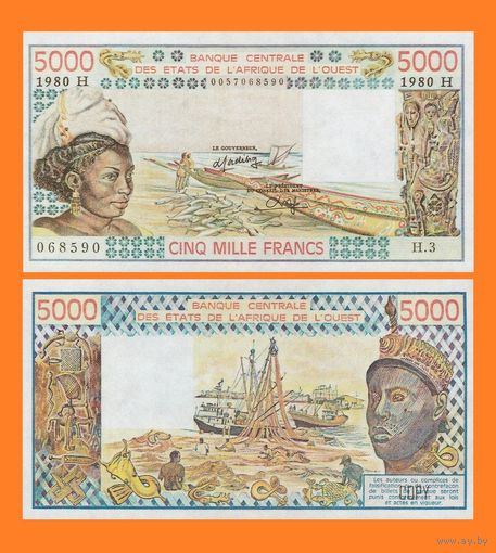 [КОПИЯ] Западно Африканские Штаты / Нигер 5000 франков 1980 г.