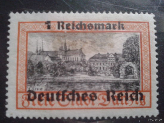Рейх 1939 Надпечатка на марке Данцига 1 рейхсмарка Михель-55,0 евро