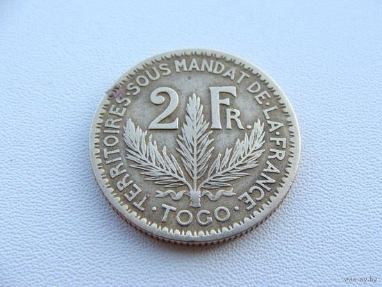 Того "Французское" 2 франка 1924 год  KM#3   Тираж: 750.000