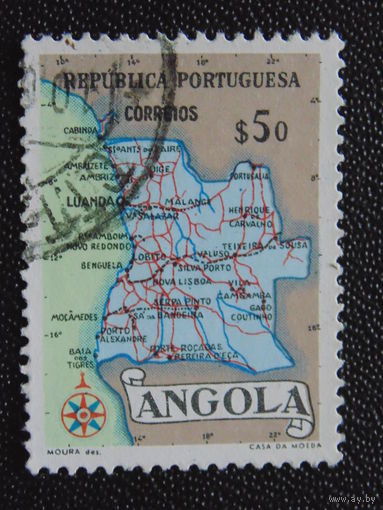 Португальская Ангола 1955 г. Карта.