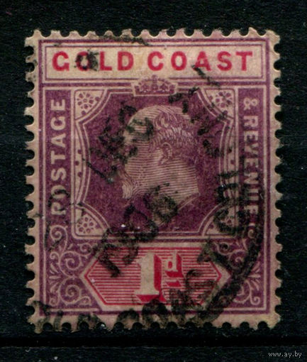 Британские колонии - Золотой Берег - 1904/13г. - король Эдуард VII, 1 Р - 1 марка - гашёная. Без МЦ!