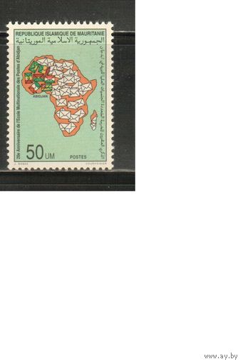 Мавритания-1990 (Мих.968) ** , Карта, Флаги, Почта, (одиночка)
