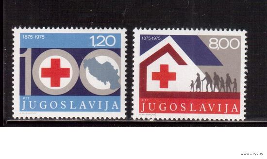 Югославия-1975(Мих.1619-1620) ** , Красный Крест (полная серия),