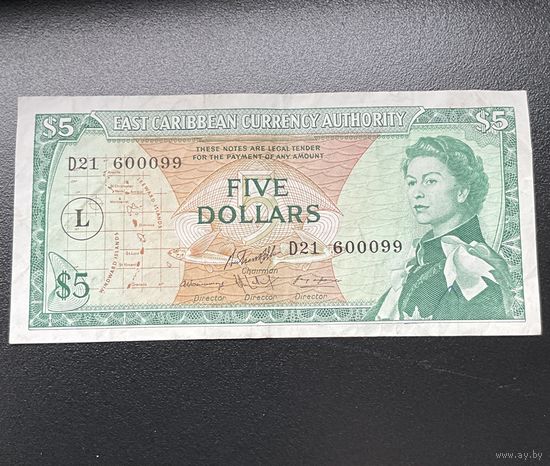 Восточные Карибы 5 долларов 1965 г. Сент-Люсия