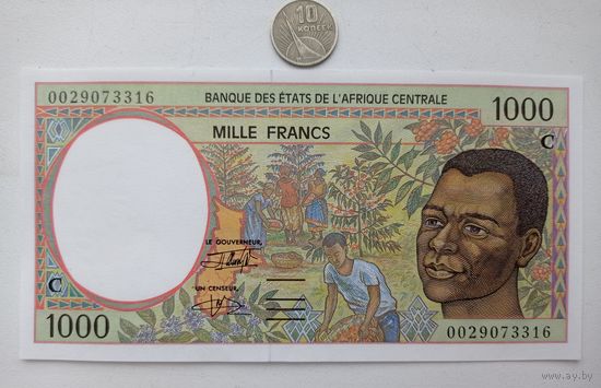 Werty71 Конго ЦАР 1000 франков 2000 ПРЕСС C ЛИТЕРА С UNC банкнота